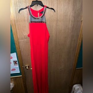 NWOT Beautiful XL red maxi with gorgeous beaded neckline